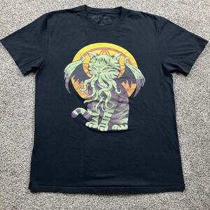 Hot Topic Shirt Adult Large Cathulu Cat Graphic Fun Funny Horror Mens Black